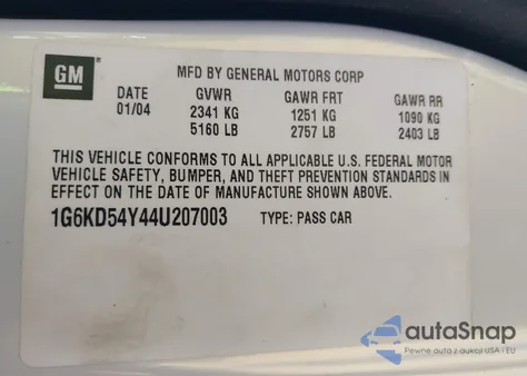 2004 Cadillac Deville Standard from USA, damaged, VIN 1G6KD54Y44U207003